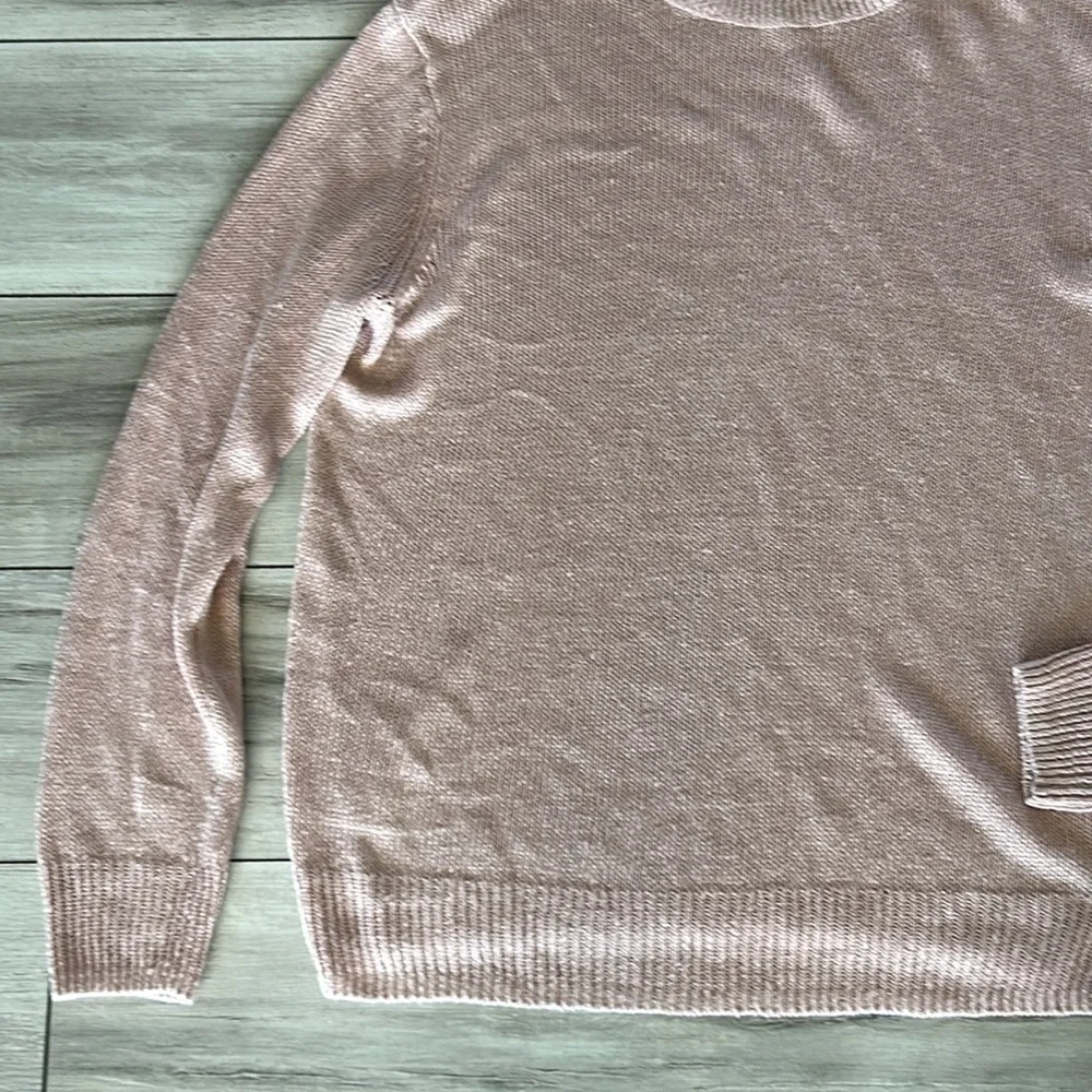 Theory Linen blend pink crew neck sweater size small